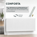 CONFORTA Type 22 Universal Panel Radiator VK-6 with Ventile insert and C-Console
