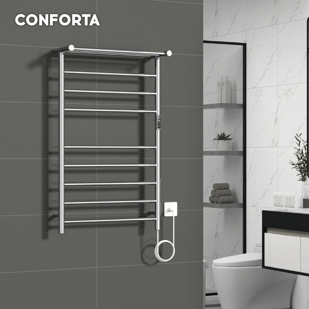 PARIS Serie Edelstahl Badheizkörper mit Handtuchhalter Elektrisch Trockenmodell  130W 900x600mm