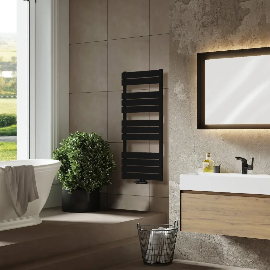 BOSTON Serie Badheizkörper 1200x500mm Schwarz Mittelanschluss