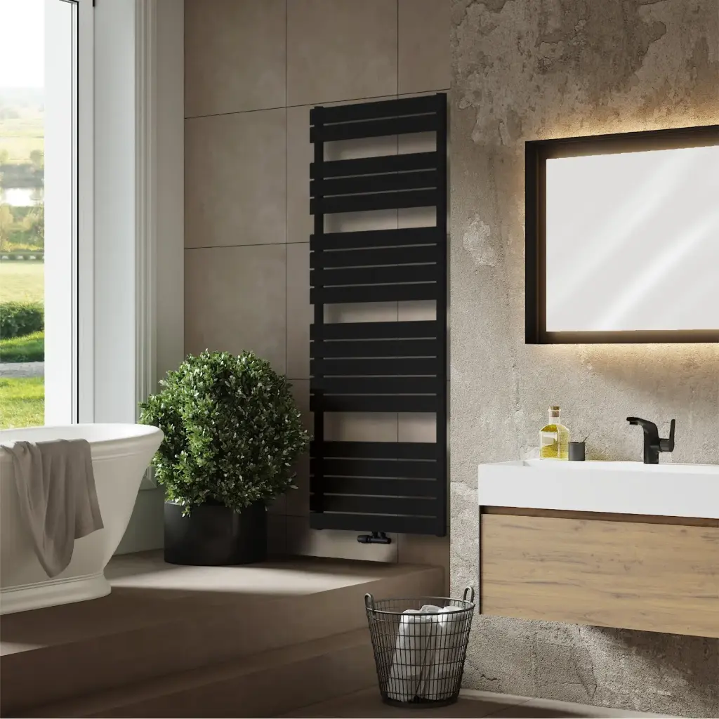BOSTON Serie Badheizkörper 1800x600mm Schwarz Mittelanschluss