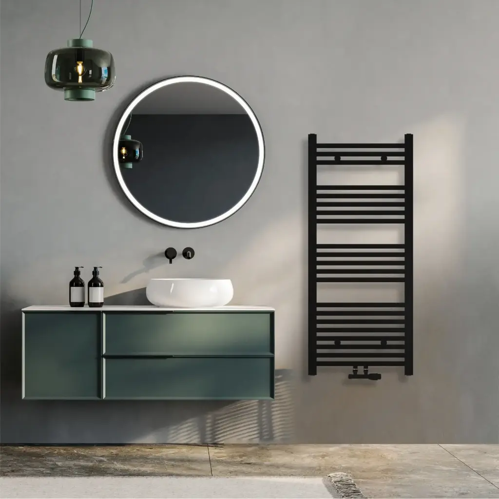 Klassisch Badheizkörper 1150x500mm Schwarz Mittelanschluss