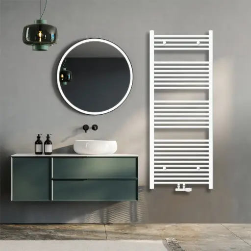 [KBH600*1500FWM] Klassisch Badheizkörper 1500x600mm Weiß Mittelanschluss