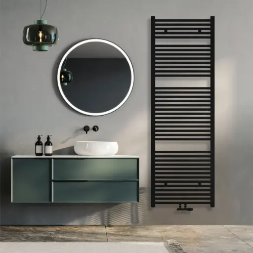 [KBH600*1800FSM] Klassisch Badheizkörper 1800x600mm Schwarz Mittelanschluss