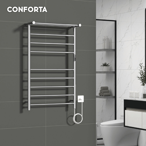 [PAR600*900FWS130] PARIS Series Electric Bathroom Radiator Stainless Steel with Towel Shelf Electric Dry Model 130W 900x600mm